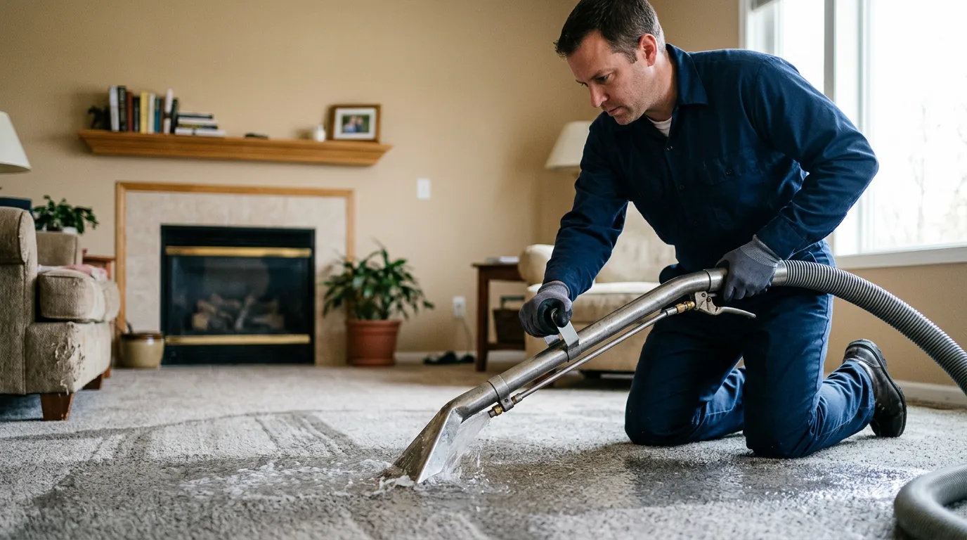 Water damage restoration technician working near Brooks, KY